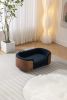 Scandinavian style Elevated Dog Bed Pet Sofa With Solid Wood legs and Walnut Bent Wood Back, Cashmere Cushion,Small Size