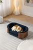 Scandinavian style Elevated Dog Bed Pet Sofa With Solid Wood legs and Walnut Bent Wood Back, Cashmere Cushion,Small Size