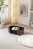 Scandinavian style Elevated Dog Bed Pet Sofa With Solid Wood legs and Walnut Bent Wood Back, Cashmere Cushion,Small Size