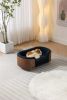 Scandinavian style Elevated Dog Bed Pet Sofa With Solid Wood legs and Walnut Bent Wood Back, Cashmere Cushion,Small Size