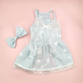 Spring And Summer Dog Clothes Cat Clothing Pet Cotton Floral Slip Dress Mesh Skirt Dress (Option: Light Blue XINGX-XS)