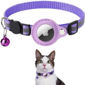 Reflective AirTag Dog Collar;  Padded Apple Air Tag Dog Collar;  Heavy Duty Dog Collar (Color: PURPLE)