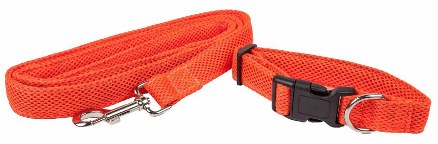 Pet Life 'Aero Mesh' 2-In-1 Dual Sided Comfortable And Breathable Adjustable Mesh Dog Leash-Collar (Color: ORANGE, size: large)