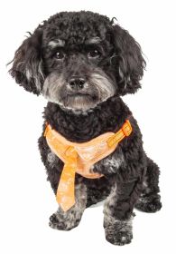 Pet Life 'Bonatied' Mesh Reversible And Breathable Adjustable Dog Harness W/ Designer Neck Tie (Color: ORANGE, size: small)