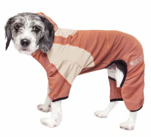 Pet Life Active 'Fur-Breeze' Heathered Performance 4-Way Stretch Two-Toned Full Bodied Hoodie (Color: ORANGE, size: X-Large)