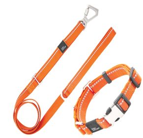Pet Life 'Advent' Outdoor Series 3M Reflective 2-in-1 Durable Martingale Training Dog Leash and Collar (Color: ORANGE, size: large)
