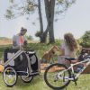 Dog Bike Trailer, Breathable Mesh Dog Cart with 3 Entrances, Safety Flag, 8 Reflectors, Folding Pet Carrier Wagon with 20 Inch Wheels, Bicycle Carrier