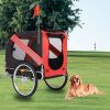 Dog Bike Trailer, Breathable Mesh Dog Cart with 3 Entrances, Safety Flag, 8 Reflectors, Folding Pet Carrier Wagon with 20 Inch Wheels, Bicycle Carrier