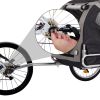 Dog Bike Trailer, Breathable Mesh Dog Cart with 3 Entrances, Safety Flag, 8 Reflectors, Folding Pet Carrier Wagon with 20 Inch Wheels, Bicycle Carrier