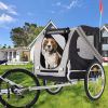 Dog Bike Trailer, Breathable Mesh Dog Cart with 3 Entrances, Safety Flag, 8 Reflectors, Folding Pet Carrier Wagon with 20 Inch Wheels, Bicycle Carrier