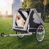 Dog Bike Trailer, Breathable Mesh Dog Cart with 3 Entrances, Safety Flag, 8 Reflectors, Folding Pet Carrier Wagon with 20 Inch Wheels, Bicycle Carrier