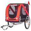 Dog Bike Trailer, Breathable Mesh Dog Cart with 3 Entrances, Safety Flag, 8 Reflectors, Folding Pet Carrier Wagon with 20 Inch Wheels, Bicycle Carrier