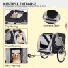 Dog Bike Trailer, Breathable Mesh Dog Cart with 3 Entrances, Safety Flag, 8 Reflectors, Folding Pet Carrier Wagon with 20 Inch Wheels, Bicycle Carrier