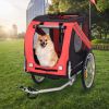 Dog Bike Trailer, Breathable Mesh Dog Cart with 3 Entrances, Safety Flag, 8 Reflectors, Folding Pet Carrier Wagon with 20 Inch Wheels, Bicycle Carrier