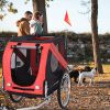 Dog Bike Trailer, Breathable Mesh Dog Cart with 3 Entrances, Safety Flag, 8 Reflectors, Folding Pet Carrier Wagon with 20 Inch Wheels, Bicycle Carrier