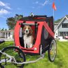 Dog Bike Trailer, Breathable Mesh Dog Cart with 3 Entrances, Safety Flag, 8 Reflectors, Folding Pet Carrier Wagon with 20 Inch Wheels, Bicycle Carrier