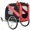 Dog Bike Trailer, Breathable Mesh Dog Cart with 3 Entrances, Safety Flag, 8 Reflectors, Folding Pet Carrier Wagon with 20 Inch Wheels, Bicycle Carrier
