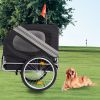 Dog Bike Trailer, Breathable Mesh Dog Cart with 3 Entrances, Safety Flag, 8 Reflectors, Folding Pet Carrier Wagon with 20 Inch Wheels, Bicycle Carrier