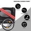 Dog Bike Trailer, Breathable Mesh Dog Cart with 3 Entrances, Safety Flag, 8 Reflectors, Folding Pet Carrier Wagon with 20 Inch Wheels, Bicycle Carrier